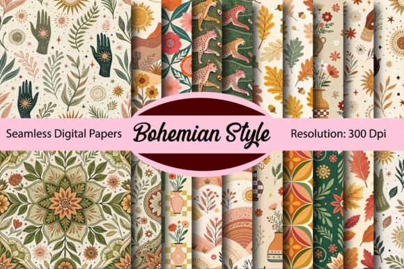 Download Bohemian Style Seamless Digital Paper - Bohemian style Collection