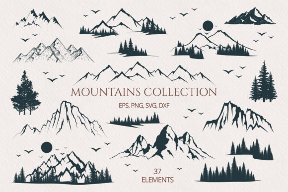 Download Hand Drawn Mountains &amp; Forest Collection - Premium Bundle
